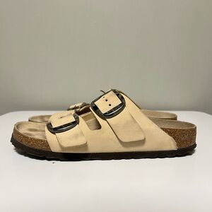 Birkenstock Arizona Big Buckle Nubuck Leather Tan Slides Women’s EU 40 US 9-9.5